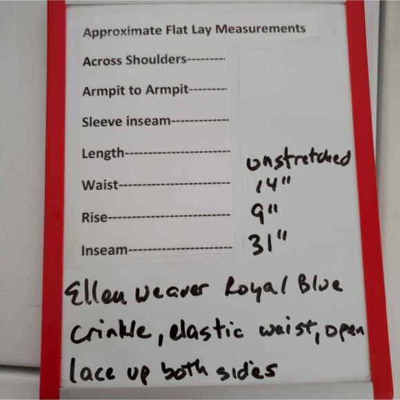 Ellen Weaver Womens M Palazzo Pants Royal Blue Elastic Waist Lace Side Seam New - Picture 7 of 7